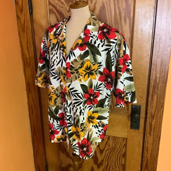 Vintage 80s tropical flowers oversized shirt - Picture 8 of 9